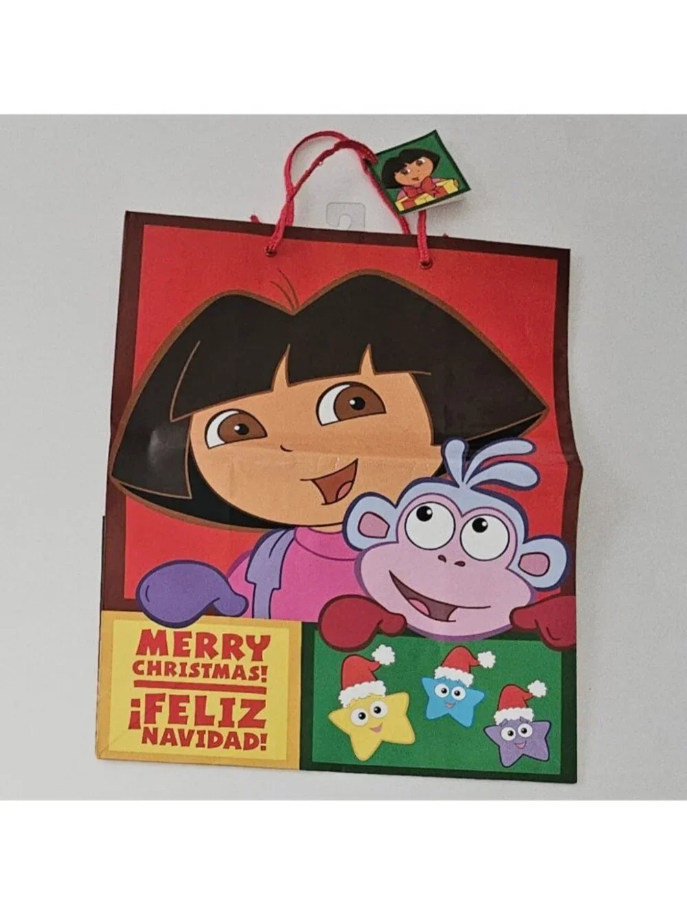 Dora Explorer Gift Bag Merry Christmas Feliz Navidad 12.5